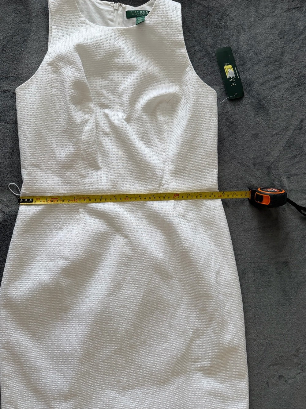 Lauren Ralph Lauren Cream Textured Sheath Midi Dress - Picture 12 of 14